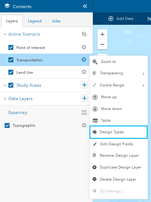 Design Types menu option Design Types menu option