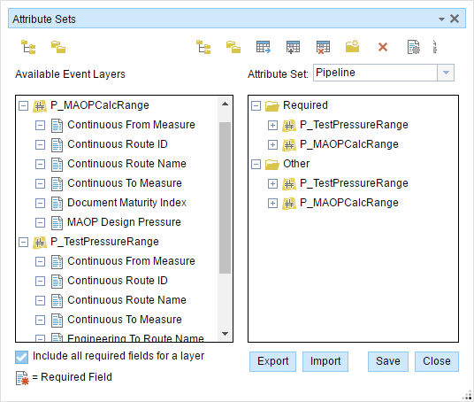 Event Editor Attribute Sets dialog box Event Editor Attribute Sets dialog box